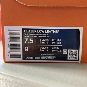 Nike Blazer Low Leather White Black CZ1089-100 Men’s Size 7.5 NEW IN BOX